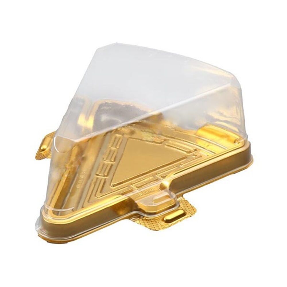 Plastik Dilim Pasta Kabı Altın Taban