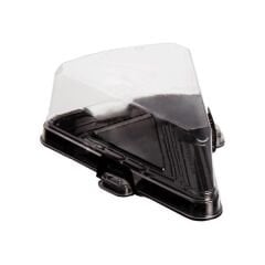 Plastik Dilim Pasta Kabı Siyah Taban