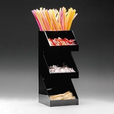 3 Katlı Çok Amaçlı Teşhir Standı - Siyah Polycarbonat